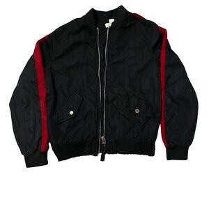 H&M Black Bomber Jacket with Red Sleeve Stripes